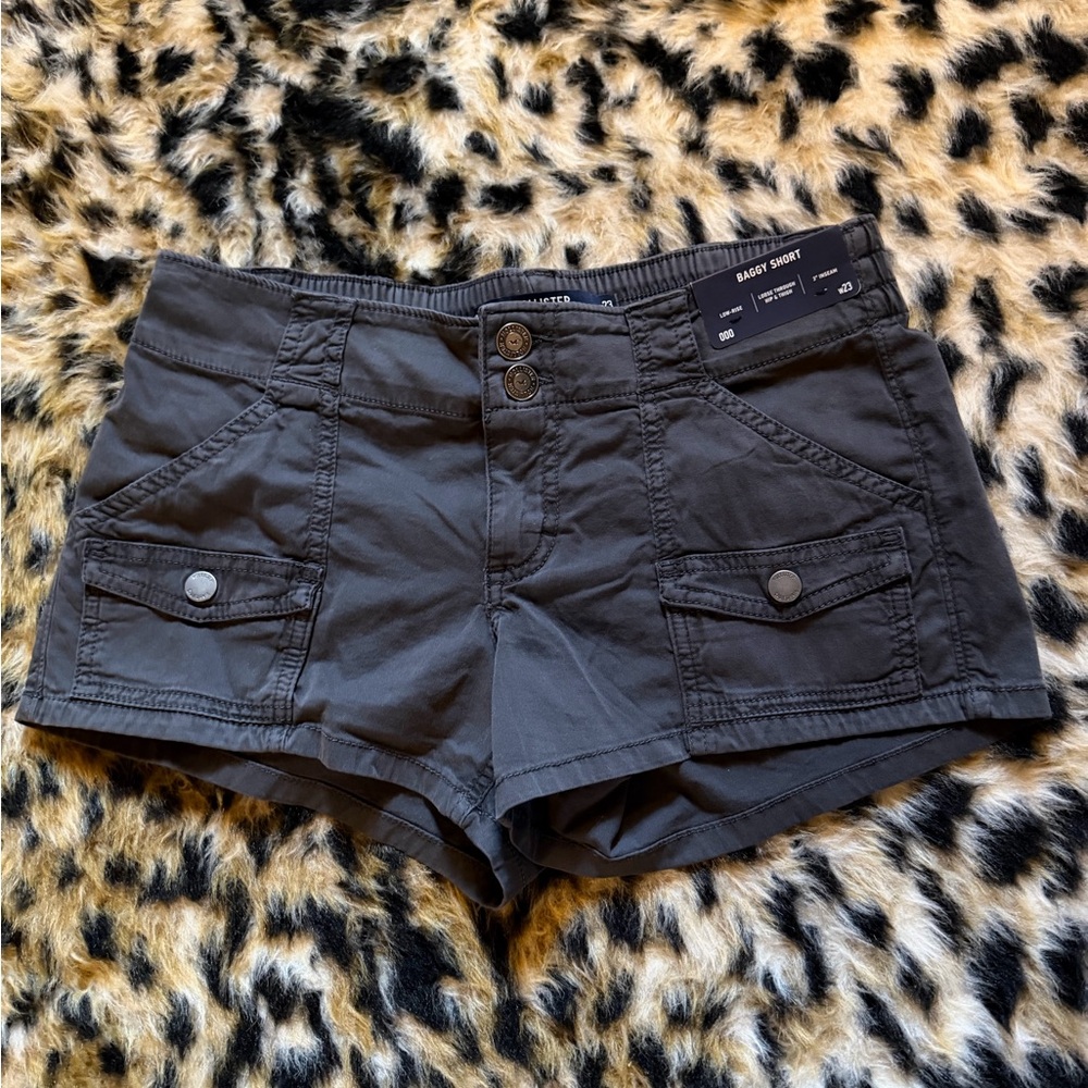 Hollister Black Cargo Shorts with Front Flap Pockets